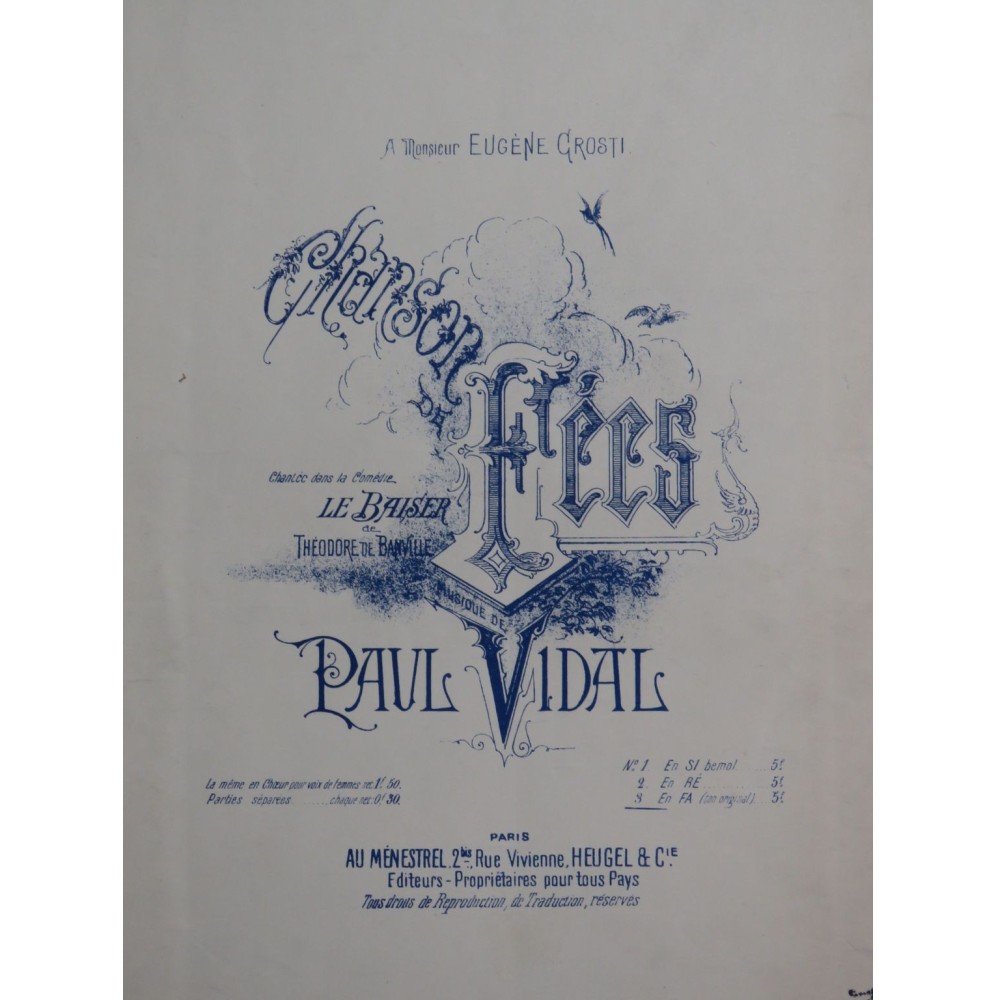 VIDALS Paul Chanson des Fées Chant Piano 1906