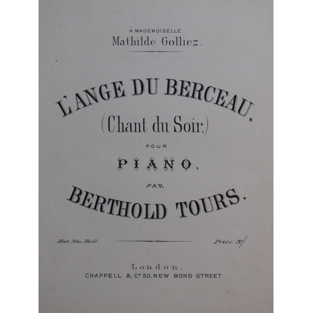 TOURS Berthold L'Ange du Berceau Piano XIXe siècle