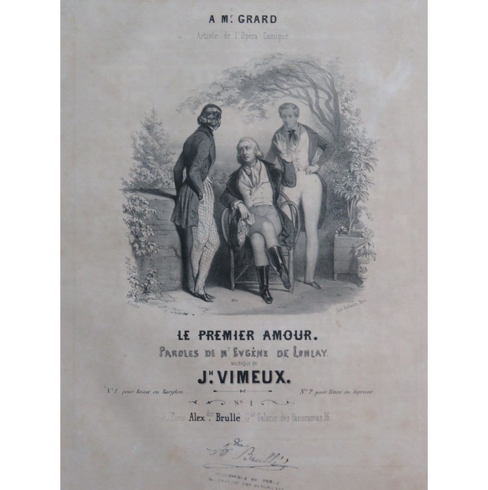 VIMEUX Joseph Le premier Amour Chant Piano ca1840