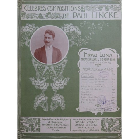 LINCKE Paul Luna-Valse Madame La Lune Piano 1899