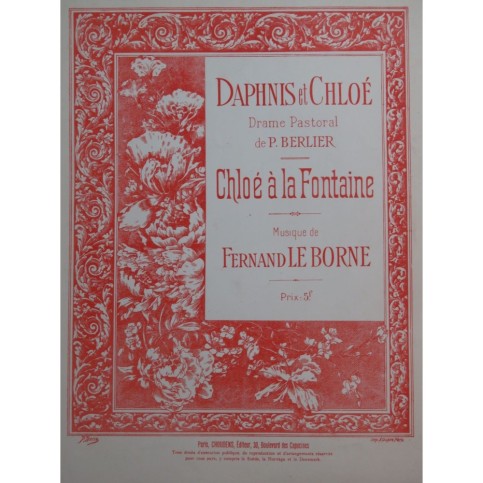 LE BORNE Fernand Daphnis et Chloé Chloé à la Fontaine Chant Piano