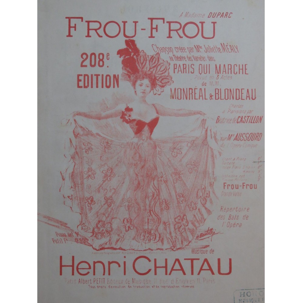 CHATAU Henri Frou-Frou Chant Piano
