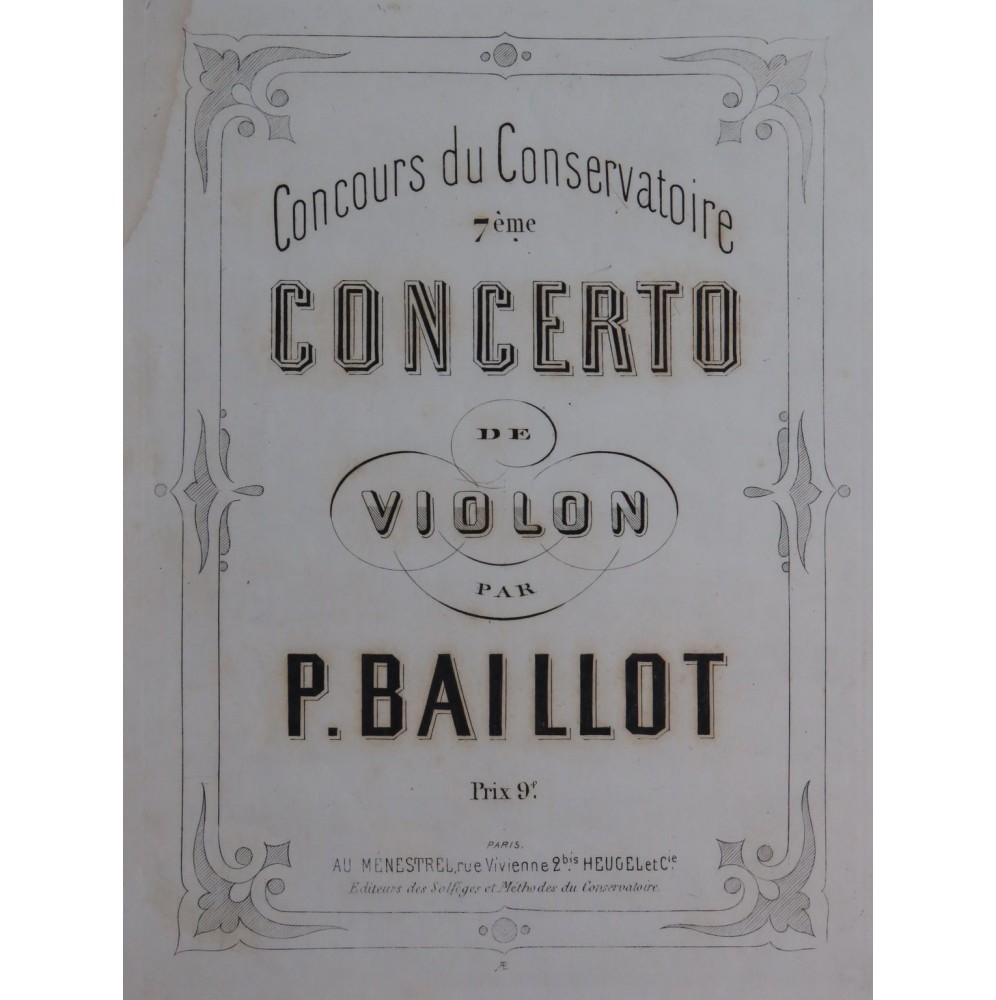 BAILLOT Pierre Concerto No 7 Violon ca1870