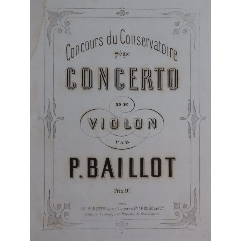 BAILLOT Pierre Concerto No 7 Violon ca1870