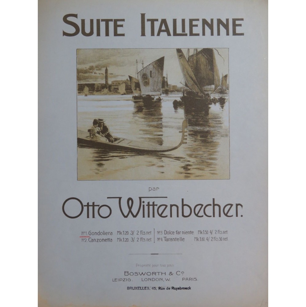 WINTERBECHER Otto Suite Italienne Gondoliera Piano 1901