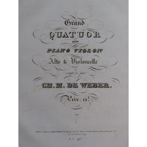 WEBER Grand Quatuor Piano ca1830