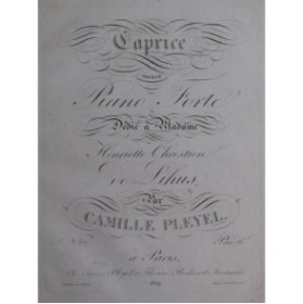 PLEYEL Camille Caprice op 80 Piano ca1820