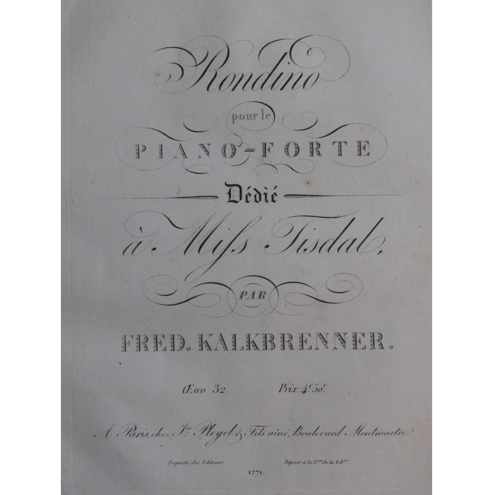 KALKBRENNER Fredéric Rondino op 32 Piano ca1818