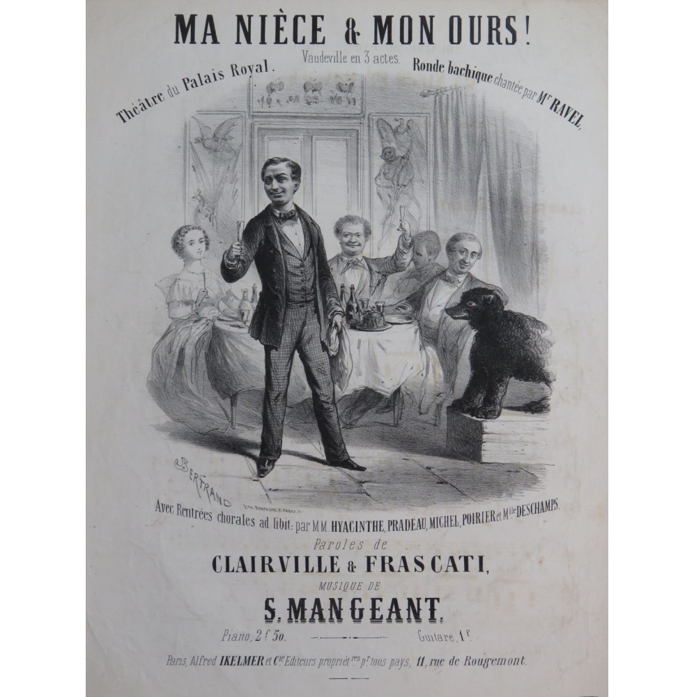 MANGEANT Sylvain Ma Nièce et Mon Ours Chant Piano ca1860