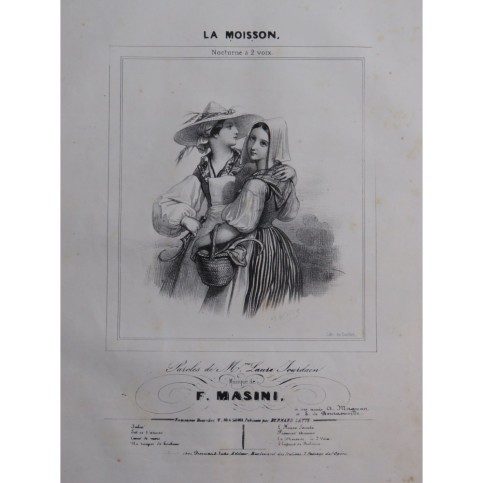 MASINI F. La Moisson Chant Piano ca1840