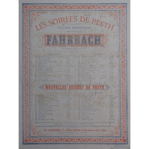 FAHRBACH Philippe Tout à la Joie Piano ca1880