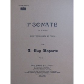 ROPARTZ Joseph Guy Sonate No1 Piano Violoncelle 1947