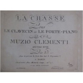 CLEMENTI Muzio La Chasse op 17 Clavecin Piano 1786