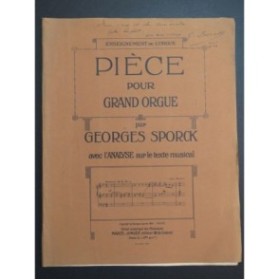 SPORCK Georges Pièce pour Grand Orgue Dédicace Orgue 1913