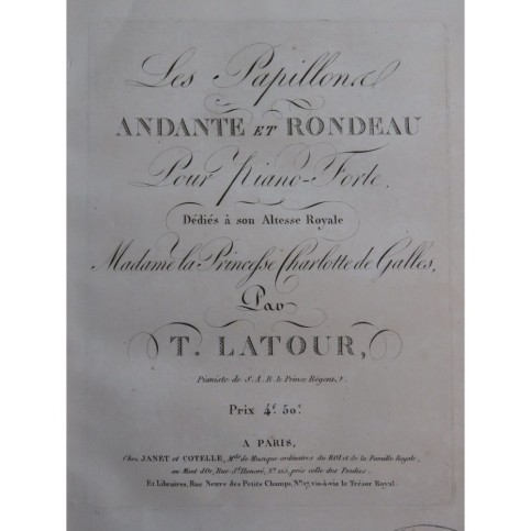 LATOUR Théodore Les Papillons Piano ca1820
