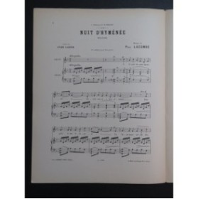 LACOMBE Paul Nuit d'Hyménée Chant Piano 1897