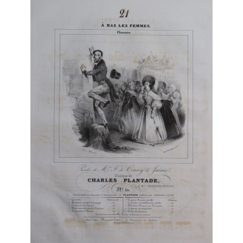 PLANTADE Charles A Bas les Femmes Chant Piano ca1840