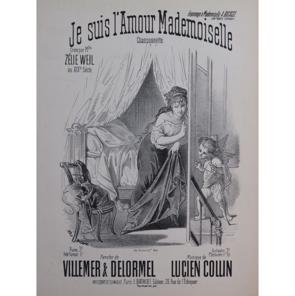 COLLIN Lucien Je suis l'Amour Mademoiselle Chant Piano ca1880