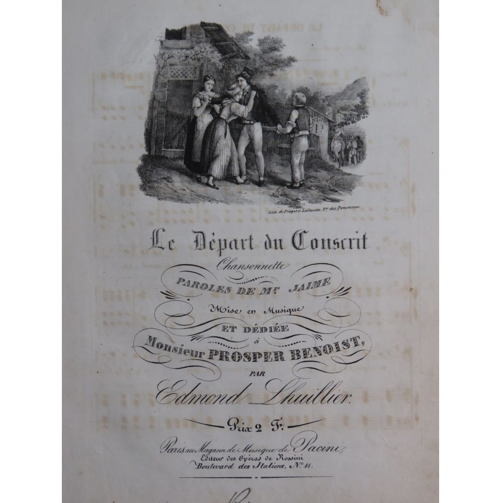 LHUILLIER Edmond Le Départ du Conscrit Chant Piano ca1820