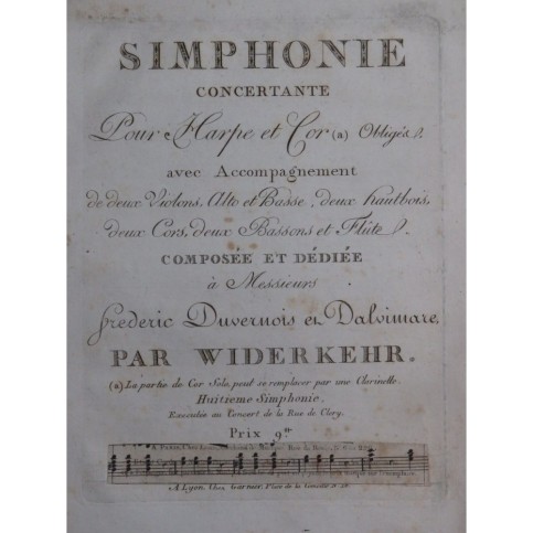 WIDERKEHR Jacques Simphonie Concertante Alto Basse ca1800