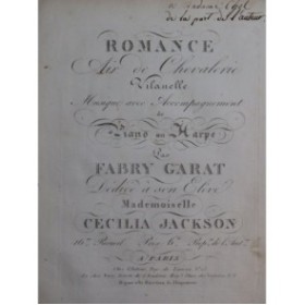 FABRY-GARAT Trois Romances Chant Piano ou Harpe ca1815