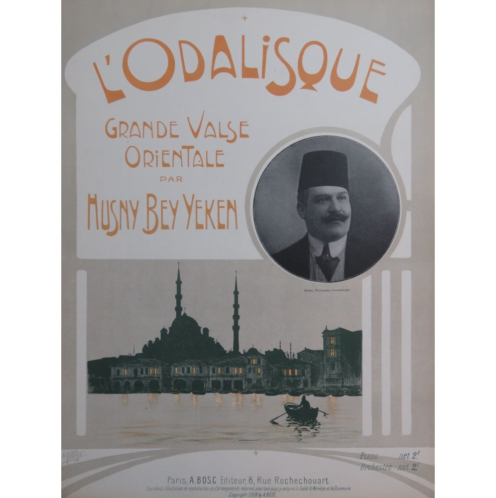 BEY YEKEN Husny L'Odalisque Grande Valse Orientale Piano 1908