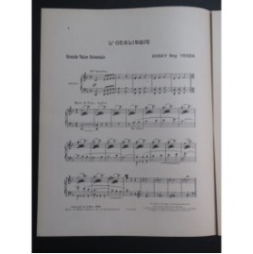 BEY YEKEN Husny L'Odalisque Grande Valse Orientale Piano 1908