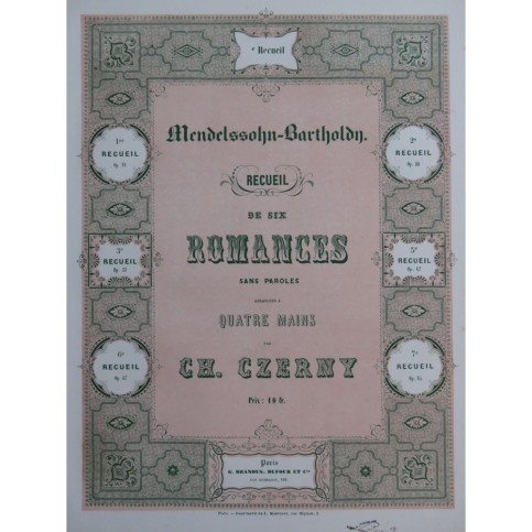 MENDELSSOHN Recueil No 2 Romances sans Paroles op 30 Piano 4 mains ca1855