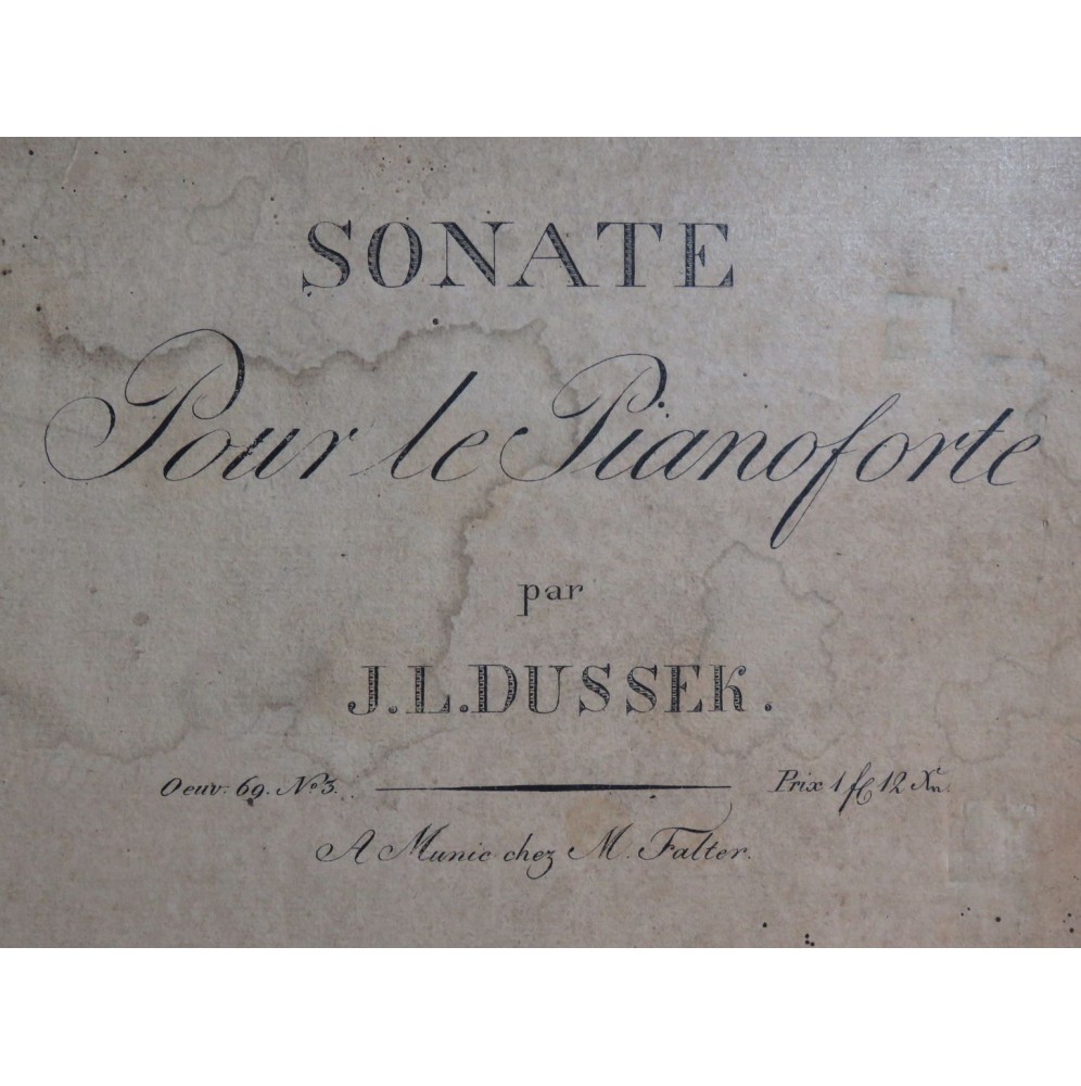 DUSSEK J. L. Sonate op 69 No 3 Piano ca1820