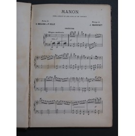 MASSENET Jules Manon Opéra Piano XIXe
