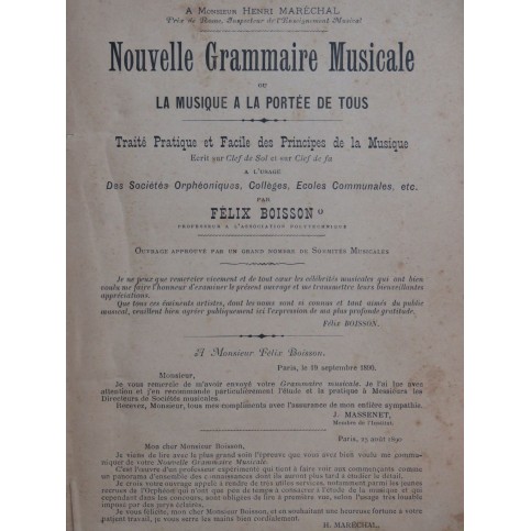 BOISSON Félix Nouvelle Grammaire Musicale 1890