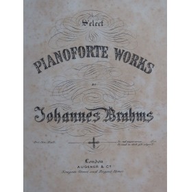 BRAHMS Johannes Pianoforte Works Pièces Piano XIXe