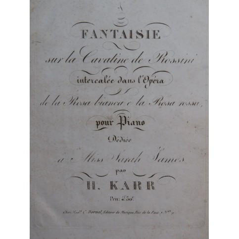 KARR Henry Fantaisie Cavatine Rossini Piano ca1820