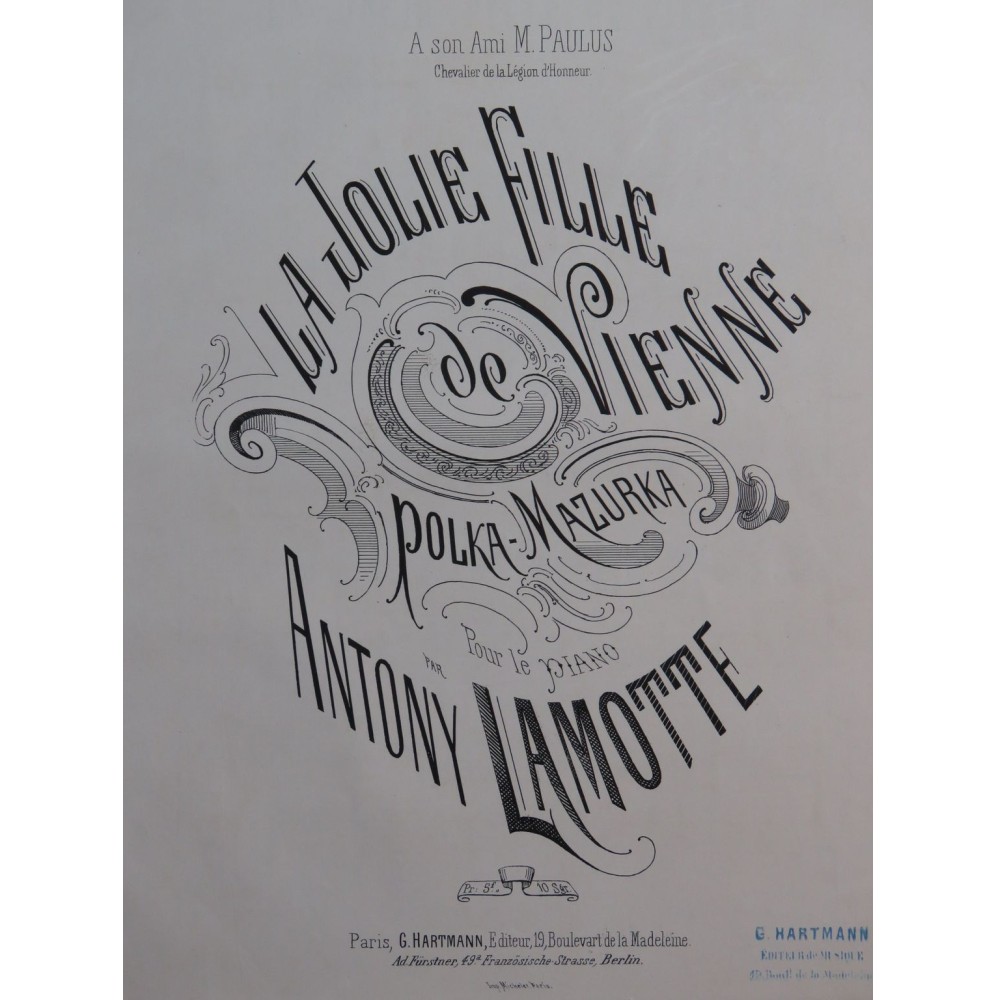 LAMOTTE Antony La Jolie Fille de Vienne Piano ca1869