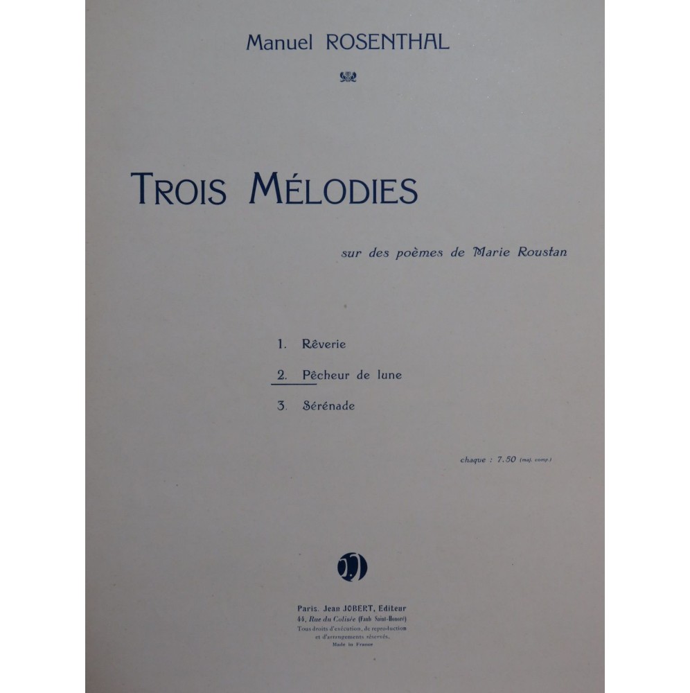 ROSENTHAL Manuel Pêcheur de Lune Chant Piano 1935
