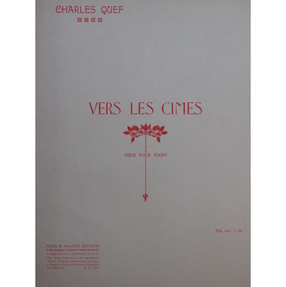 QUEF Charles Vers les Cimes Piano ca1920