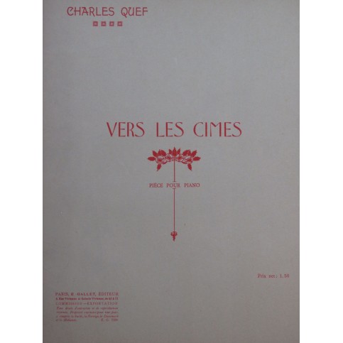QUEF Charles Vers les Cimes Piano ca1920
