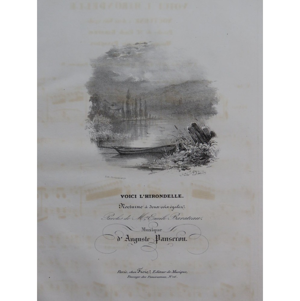 PANSERON Auguste Voici L'Hirondelle Chant Piano ca1830