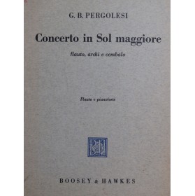 PERGOLESI G. B. Concerto in Sol Maggiore Piano Flute 1954