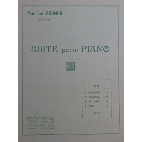 FRANCK Maurice Scherzo Piano ca1925