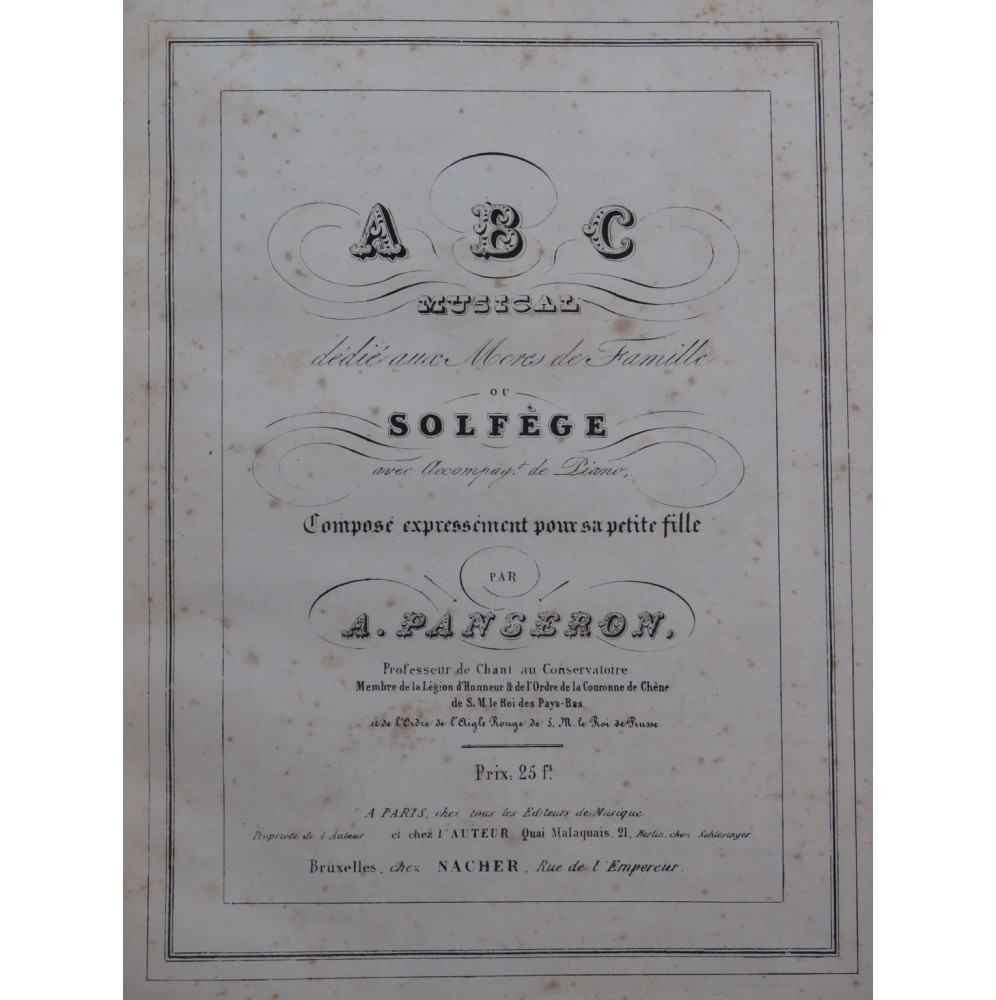 PANSERON Auguste ABC Musical ou Solfège Piano ca1850