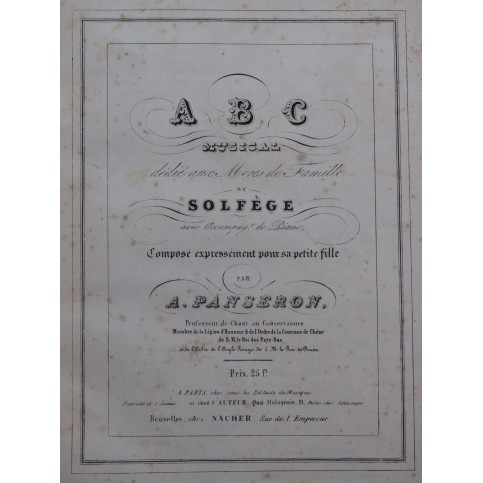 PANSERON Auguste ABC Musical ou Solfège Piano ca1850