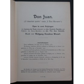MOZART W. A. Don Juan Opéra Allemand Italien Chant Piano ca1901