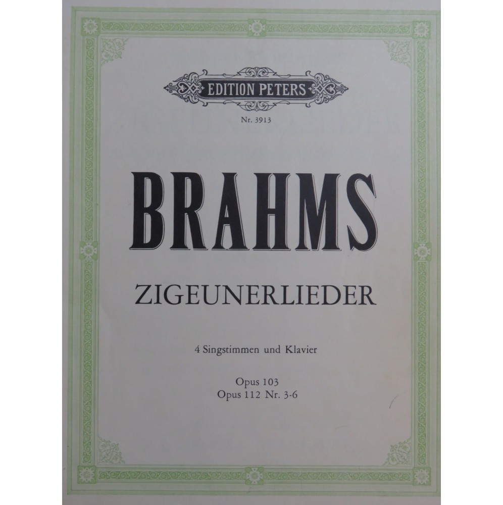 BRAHMS Johannes Zigeunerlieder Chant Piano