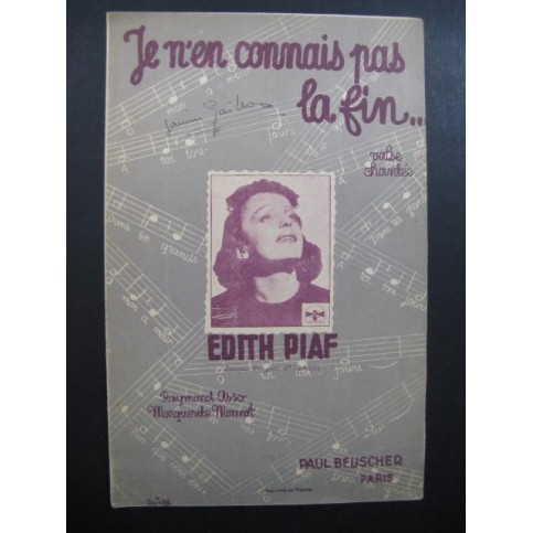 Je n'en connais pas la fin Edith Piaf Chanson 1940