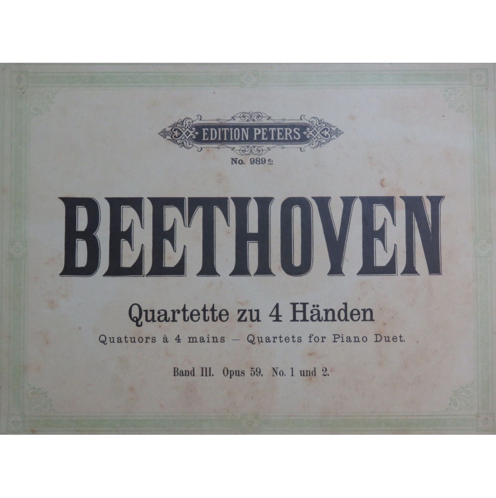 BEETHOVEN Quartette op 59 No 1et 2 Piano 4 mains