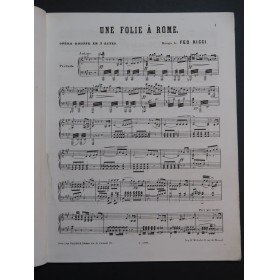 RICCI Federico Une Folie à Rome Opéra Piano Solo ca1870