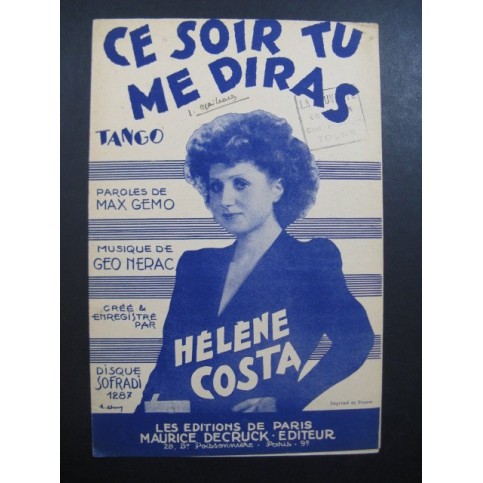 Ce Soir Tu me diras Tango Hélène Costa 1947