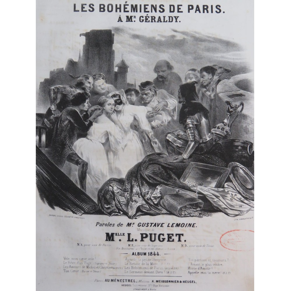 PUGET Loïsa Les Bohémiens de Paris Chant Piano 1844