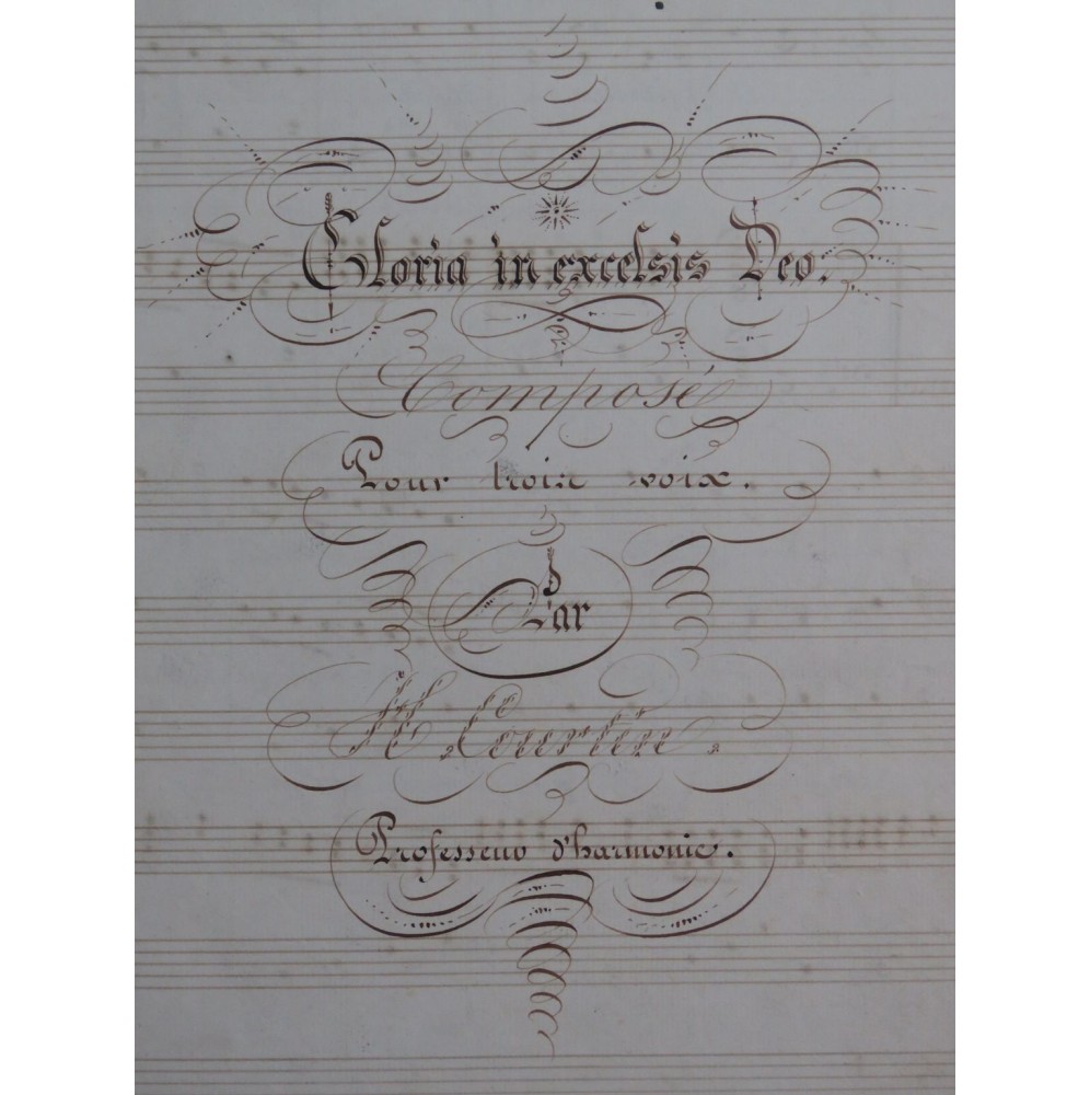 COURTIN Henri Gloria in Excelsis Deo Manuscrit Chant Orgue ou Piano XIXe